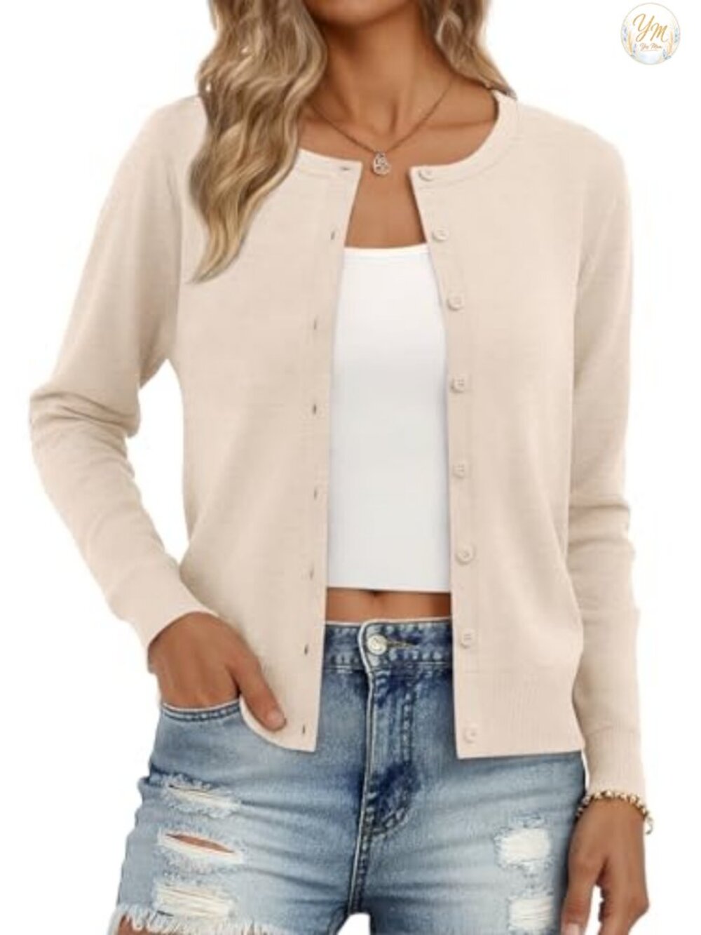 Lightweight Knit Cardigan Button-Down Soft Sweater